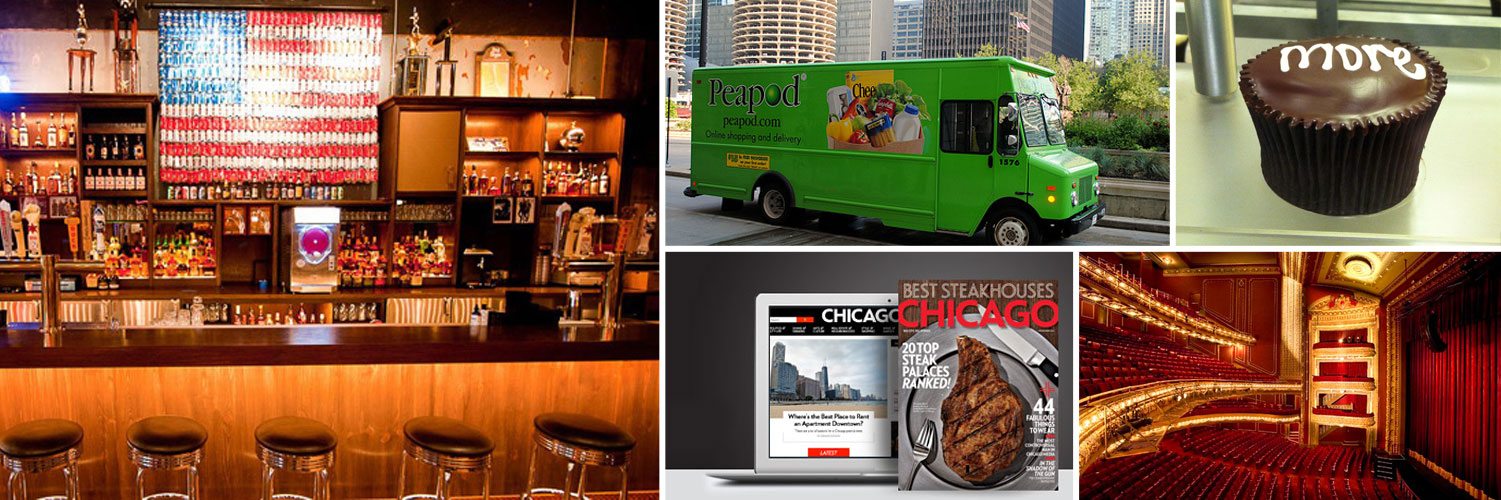 Collage of gift ideas for downtown Chicago residents